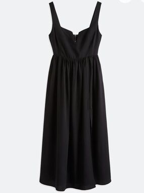 Few Moda Devi Dress l Elegant Black Midi Dress with Sweetheart Neckline